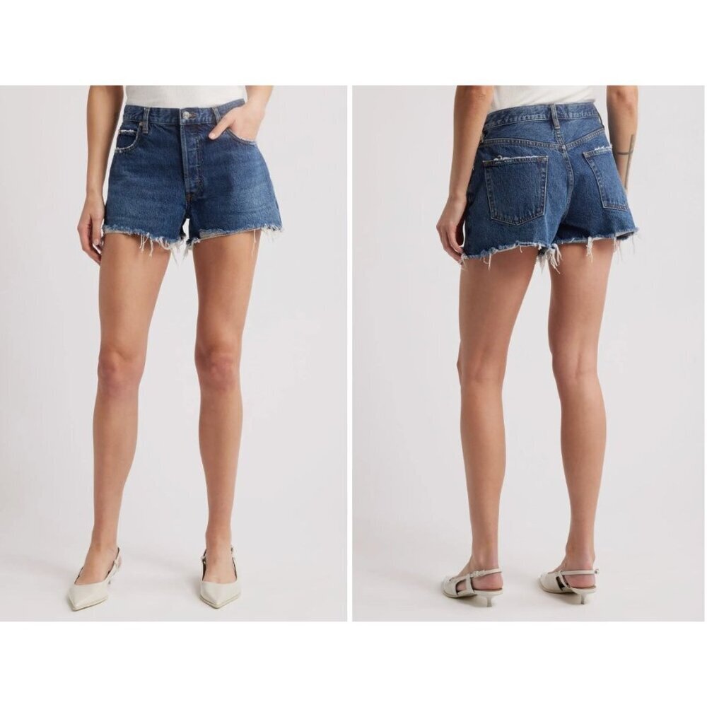 Eileen Fisher Womens 2.5" Raw Hem Cut Off Denim Short Shorts Size 8 Blue SP EXC